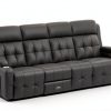 Furgatti Dark Gray 4‑Seat Modular PU Leather Recliner Sofa USB-1