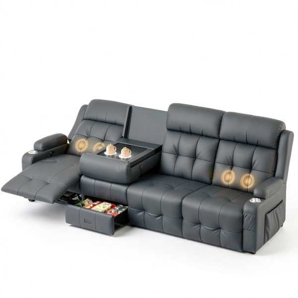 Furgatti Dark Gray 4-Seat Power Recliner Sofa with USB Ports-8