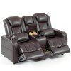 Loveseat Recliner AZXZCS Brown Central Console Loveseat-0