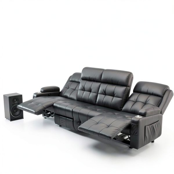 Furgatti Dark Gray 4-Seat Power Recliner Sofa with USB Ports-7