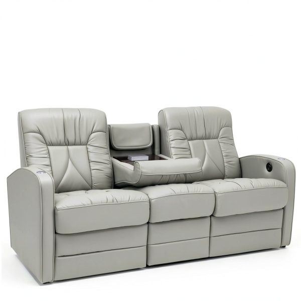 Luxury Leather Double Recliner Sofa by Rustic – Ash & Bisque Options-0