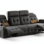 Furgatti Power Loveseat Recliner Sofa Dark Gray 4 Seat Modern PU-0