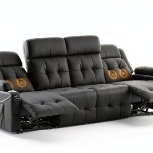 Furgatti Power Loveseat Recliner Sofa Dark Gray 4 Seat Modern PU-0