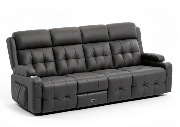 Furgatti Dark Gray 4-Seat Power Recliner Sofa with USB Ports-1