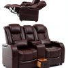 Loveseat Recliner AZXZCS Brown Central Console Loveseat-1