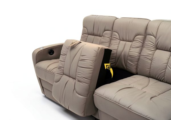 Luxury Leather Double Recliner Sofa by Rustic – Ash & Bisque Options-6