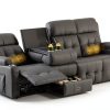 Furgatti Dark Gray 4‑Seat Modular PU Leather Recliner Sofa USB-0