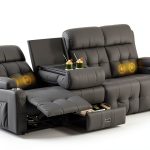 Furgatti Dark Gray 4‑Seat Modular PU Leather Recliner Sofa USB-0