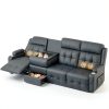 Furgatti Dark Gray 4‑Seat Modular PU Leather Recliner Sofa USB-8
