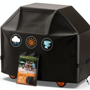 Grill Cover 52 Inch HomWanna Waterproof Heavy-Duty BBQ Cover Black-0