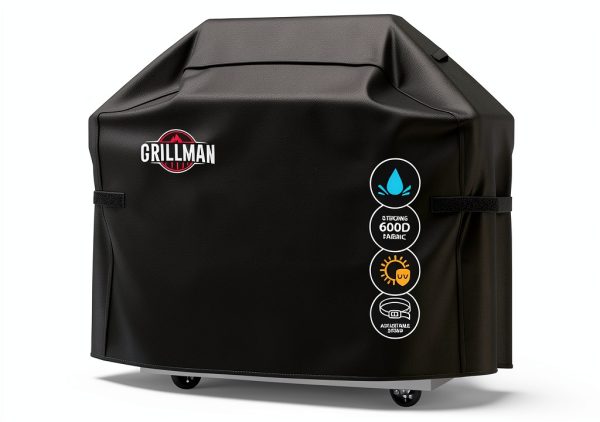 Grillman Grill Cover 58" Black Outdoor BBQ Cover Waterproof Rip‑Proof-0