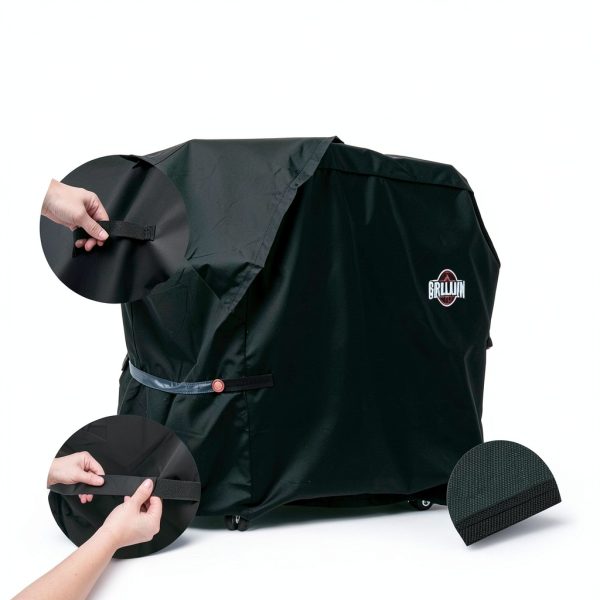 Grillman Grill Cover 58" Black Outdoor BBQ Cover Waterproof Rip‑Proof-6